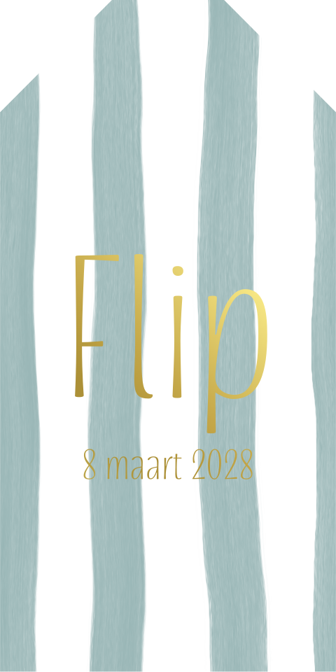 Doopsuiker label blauwe strepen goudfolie naam