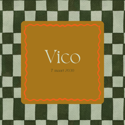 Geboortekaartje jongen kleurrijk blokjes patroon