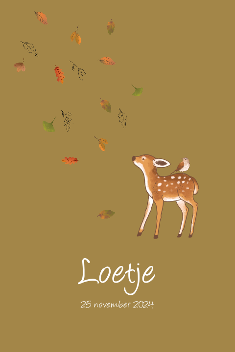 Geboortekaartje hert in herfst