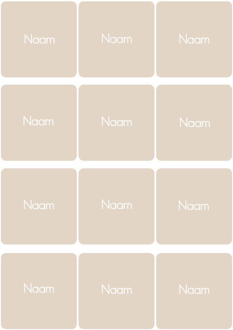 Naamkaartjes bruiloft vierkant beige