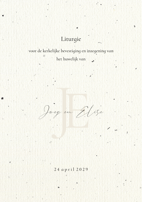 Liturgie bruiloft kerkdienst zwarte vlekjes initialen