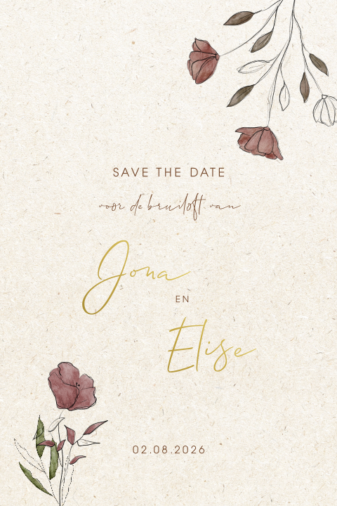 Save the Date recycle schets bloemen