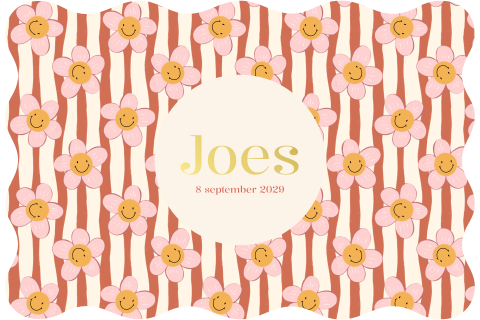 Geboortekaartje meisje vrolijk bloemen smiley