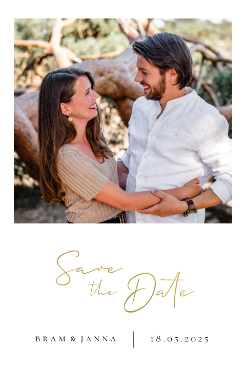 Save the Date kaart foto en goudfolie