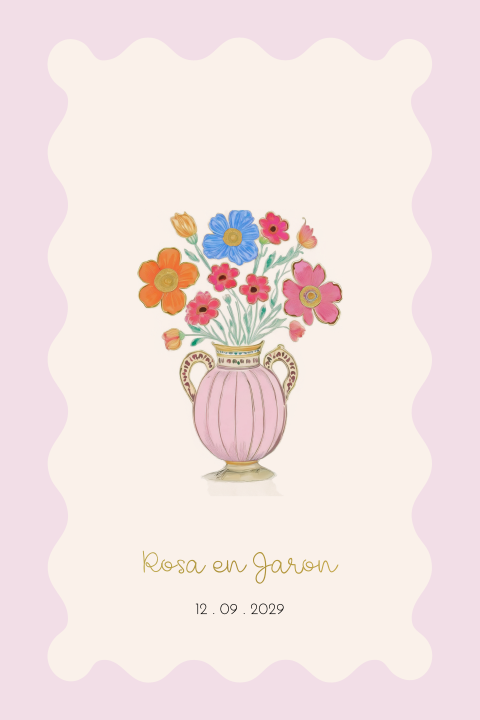 Trouwkaart kleurrijk bloemenvaas