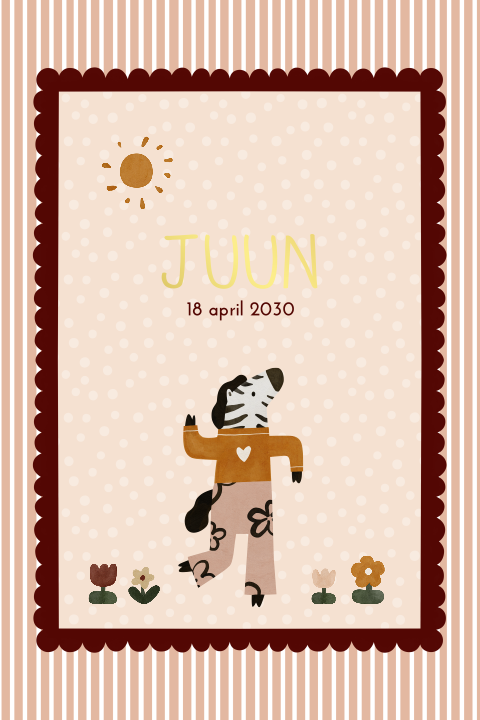 Geboortekaartje meisje boho zebra bloemen