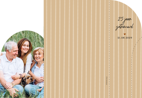 Jubileumkaart 25 jaar getrouwd tweeluik foto roze beige