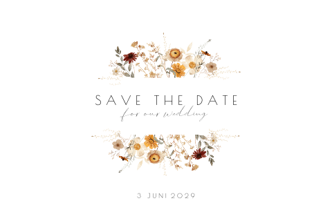 Save the Date kaart romantisch bloemenframe aardetinten