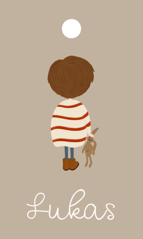 Doopsuiker label rechthoek jongen bruin haar knuffel konijn