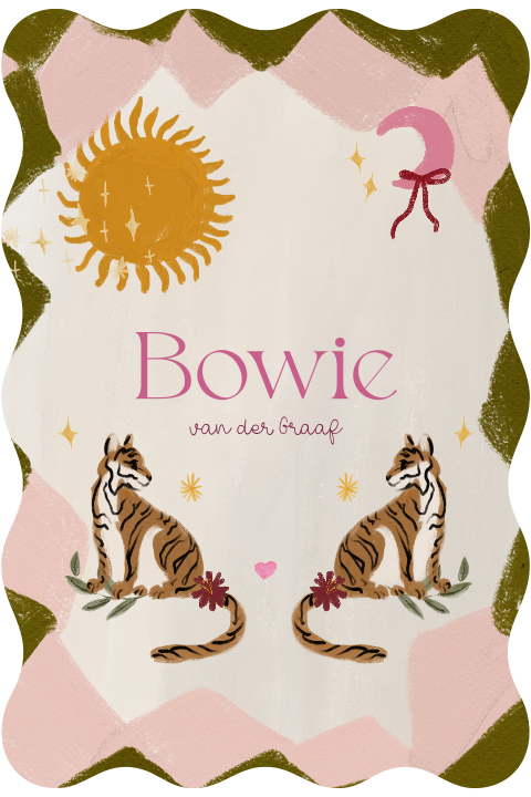 Geboortekaartje meisje tijgers zon maan