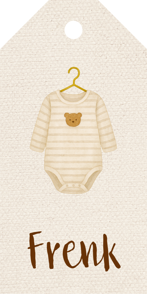 Doopsuiker label rechthoek neutraal romper beertje