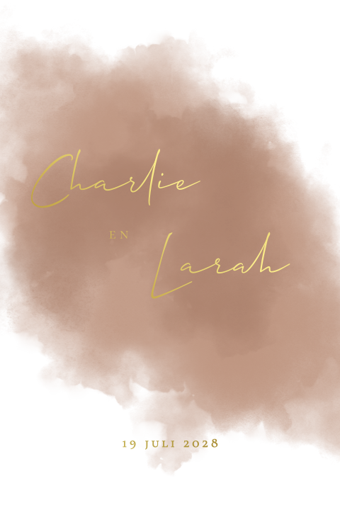 Trouwkaart watercolor oudroze goud folie