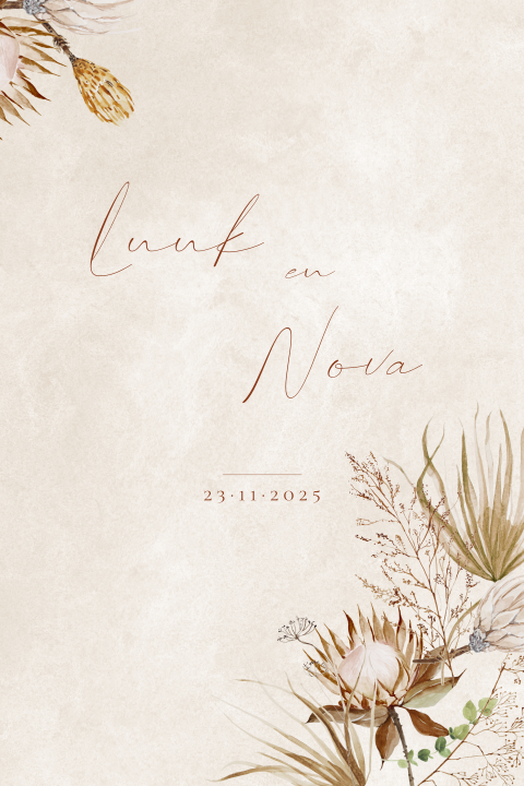 Trouwkaart bohemian pampas bloemen