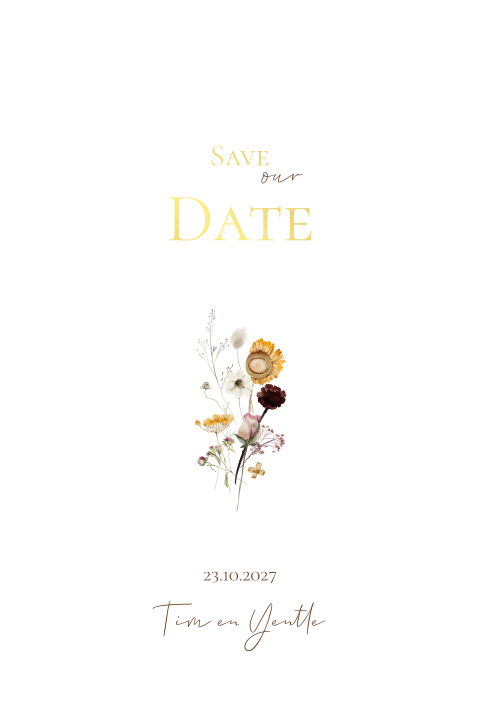 Save the Date gekleurde bloemen boeket