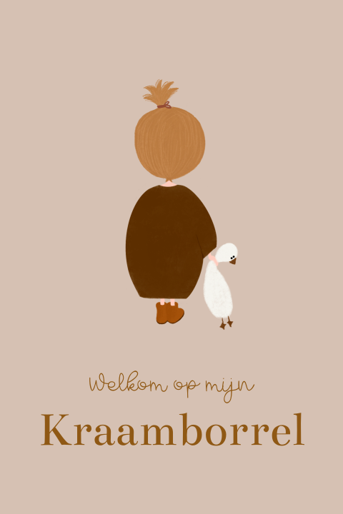 Kraamfeest kaartje blond meisje knuffelgans