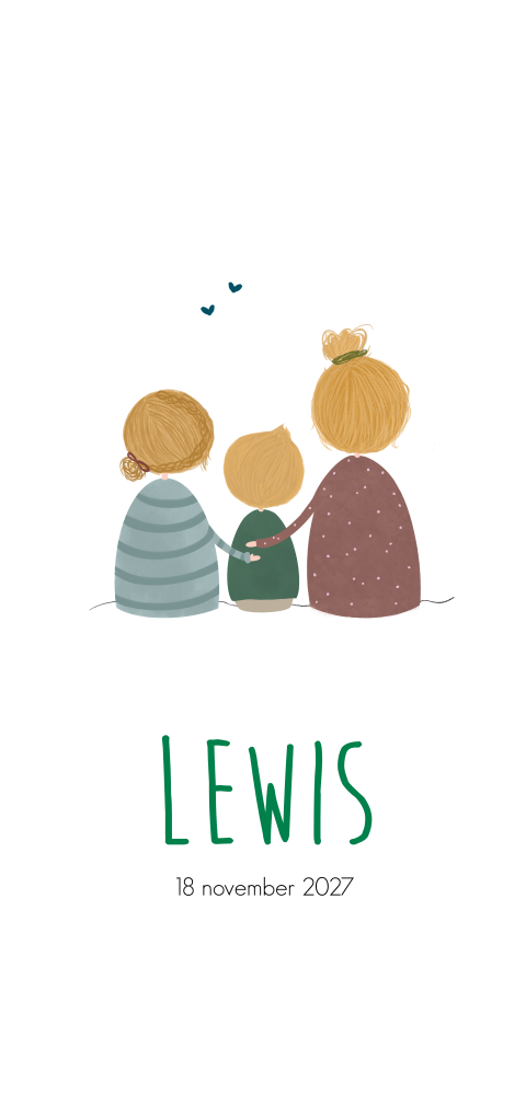 Geboortekaartje grappige illustratie zusjes en broertje