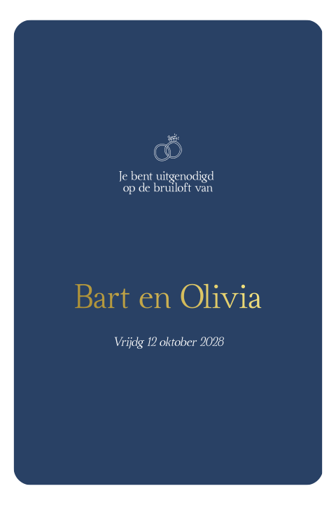Moderne Save the Date blauw ringen