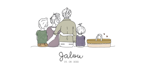 Geboortekaartje gezin pastel