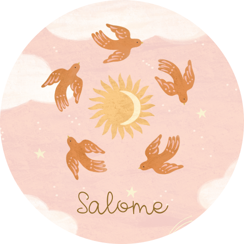 Raamsticker geboorte meisje vogels zon