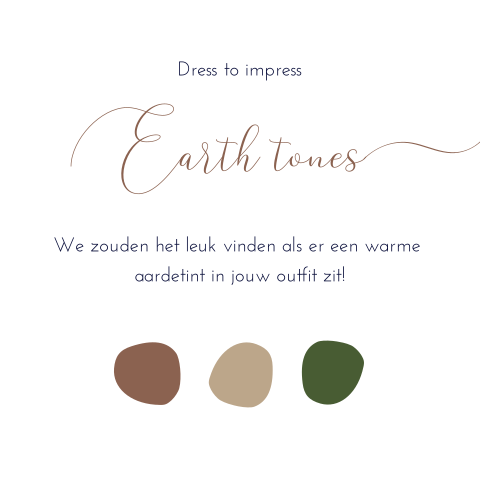 Dresscode kaartje bruiloft warme aardetinten