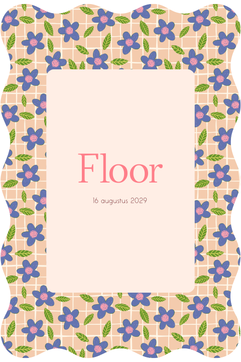 Geboortekaartje meisje roze blauw bloemetjes patroon