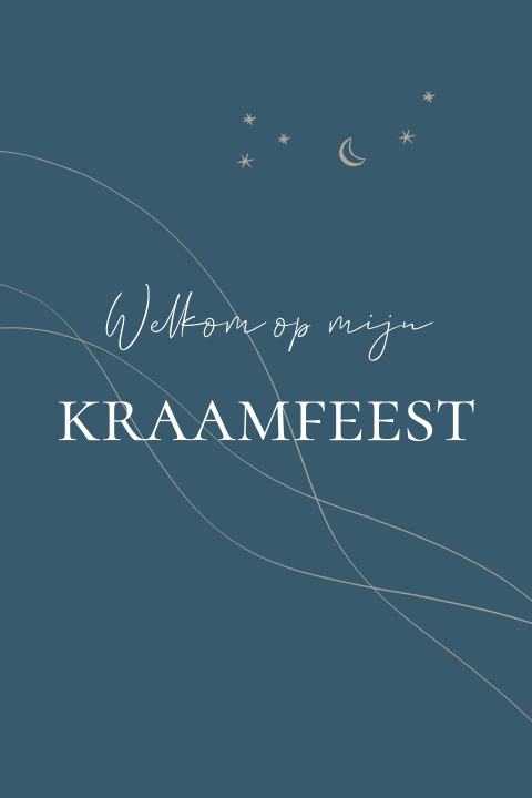 Kraamfeest kaartje blauw maan sterren