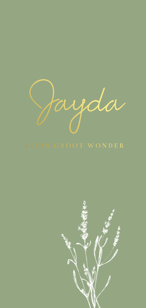 Geboortekaartje witte veldbloemen en goudfolie