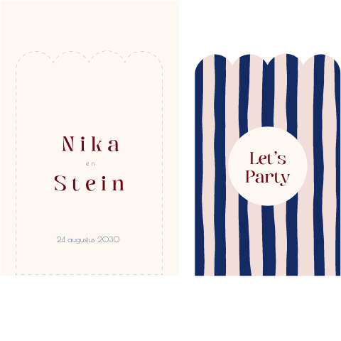 Trouwkaart set kleurrijk gestreept patroon