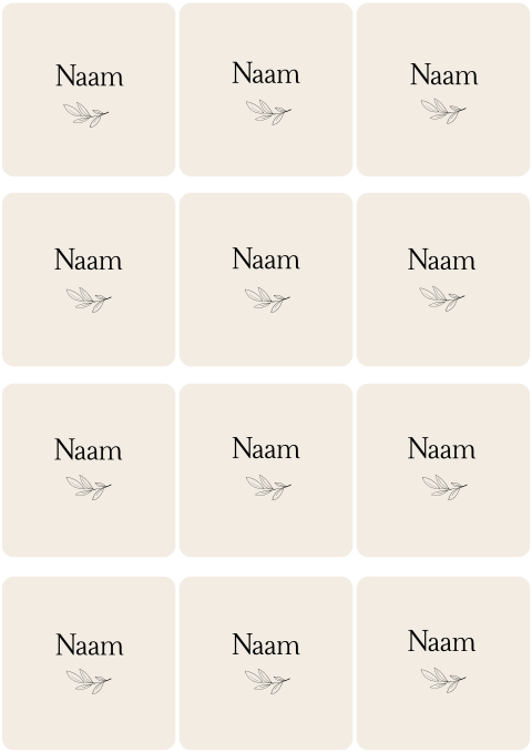 Naamkaartjes bruiloft vierkant takje