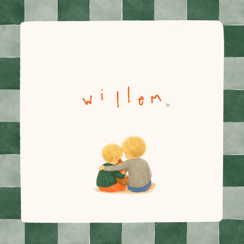 Geboortekaartje jongen twee blonde broertjes