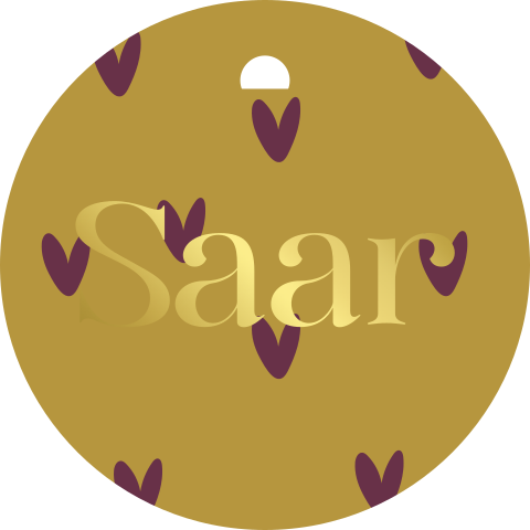 Doopsuiker label rond meisje hartje okergeel paars