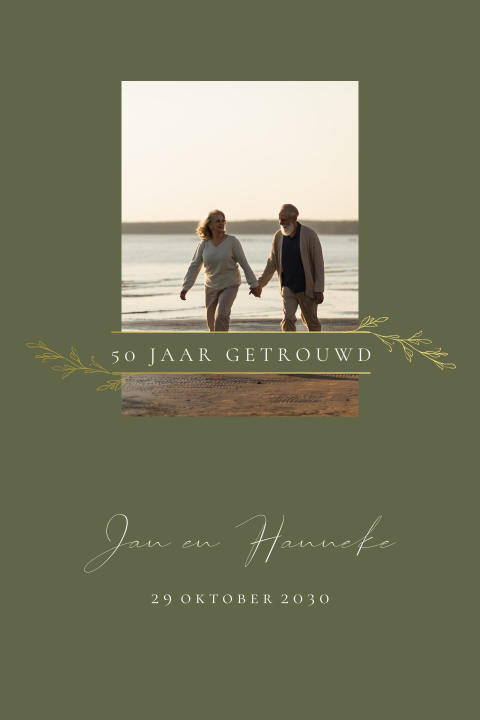 Kaart huwelijks jubileum groen takjes