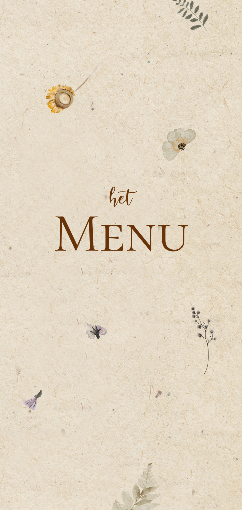 Menukaart eco look droogbloemen takjes