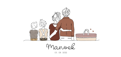 Geboortekaartje familie 2 grote broers en baby zusje