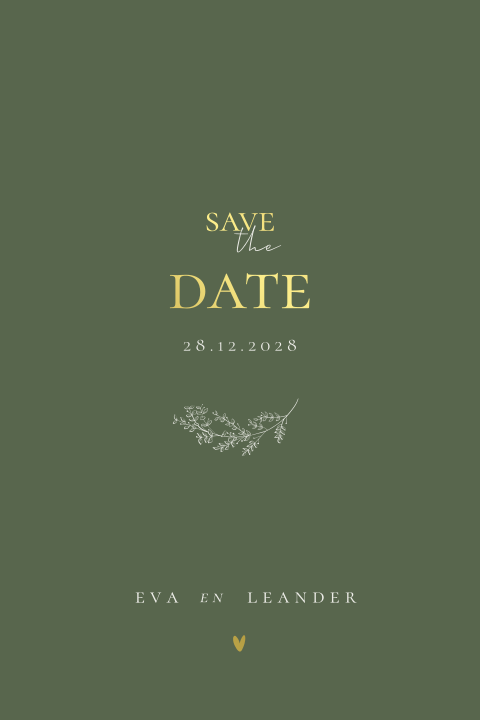 Save the Date groen bladerkrans