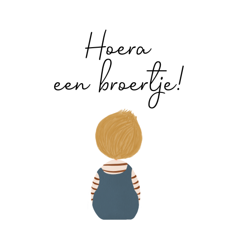 Sticker traktatie hoera een broertje blond jongetje