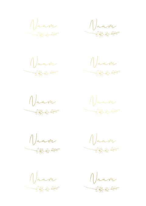 Naamkaartjes bruiloft goudfolie takjes