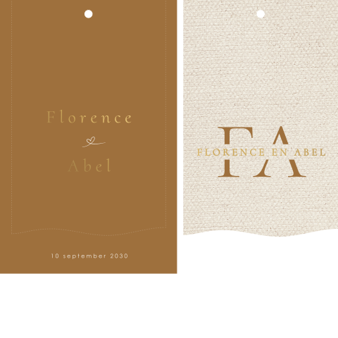 Trouwkaartenset linnen bruintinten