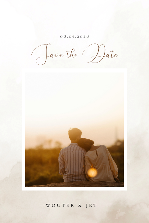 Save the Date zand aquarel met foto