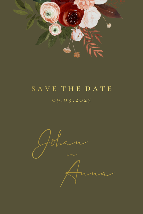 Save the Date groen bloemenzee