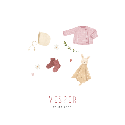 Geboortekaartje meisje baby kleertjes