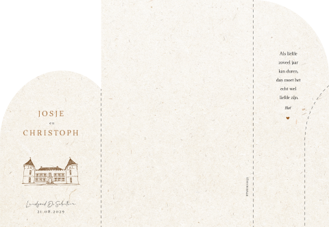 Trouwkaart tweeluik lijntekening Landgoed De Salentein