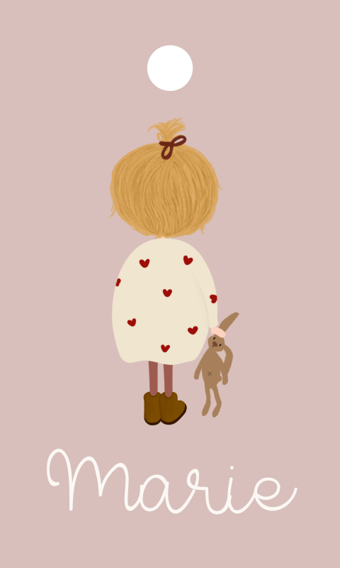 Doopsuiker label rechthoek meisje blond knuffel konijn