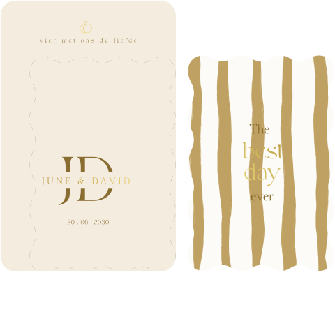 Trouwkaart set uitnodiging planning gestreept