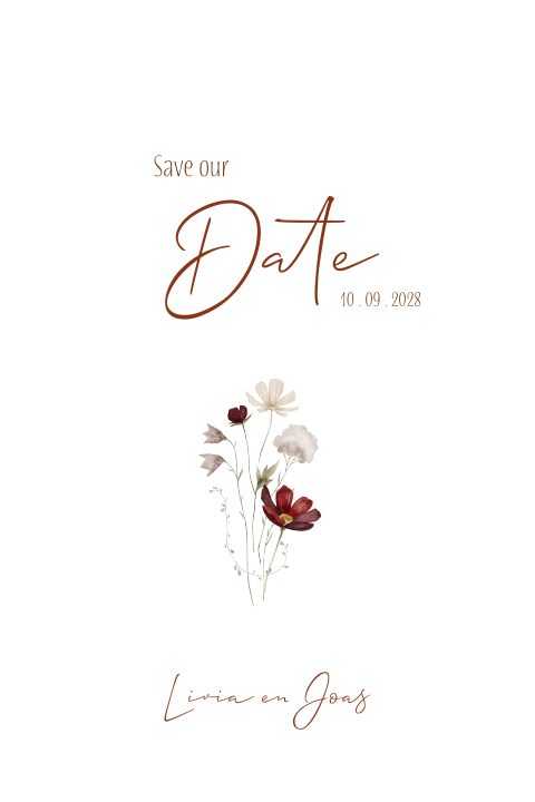 Save the Date kaart kleurrijk bloemenveld