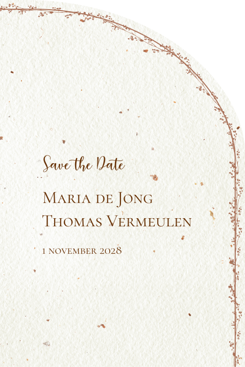Save the Date afgeronde hoek takjes