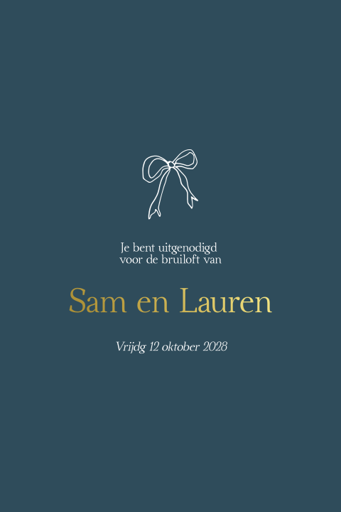 Trendy Save the Date blauw strik