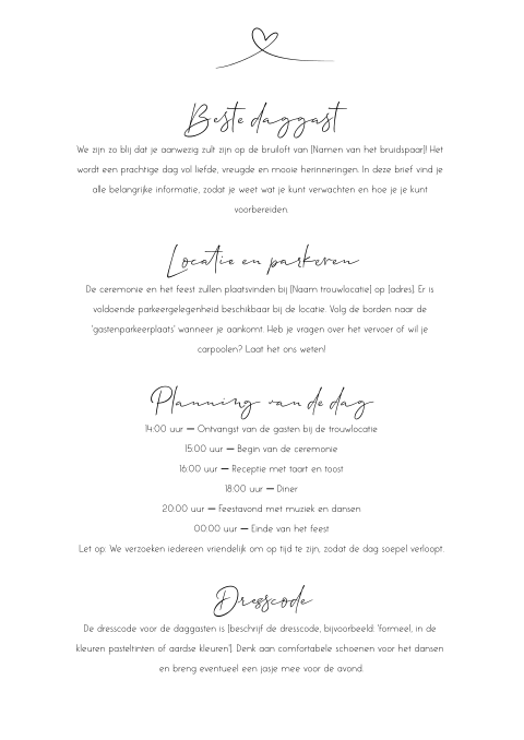 Ceremoniemeester brief mininmalistisch