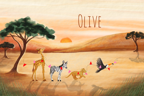 Geboortekaartje meisje Savanne Afrika wilde dieren