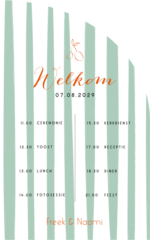 Bord dagplanning bruiloft kleurrijk strepen citroen